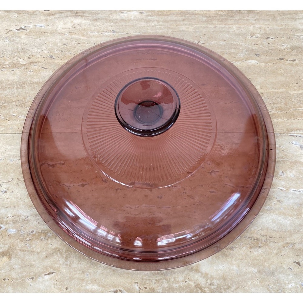 Pyrex V2.5C Visions Cranberry Glass Lid Replacement for 2.5L Sauce Pot Retro Vtg